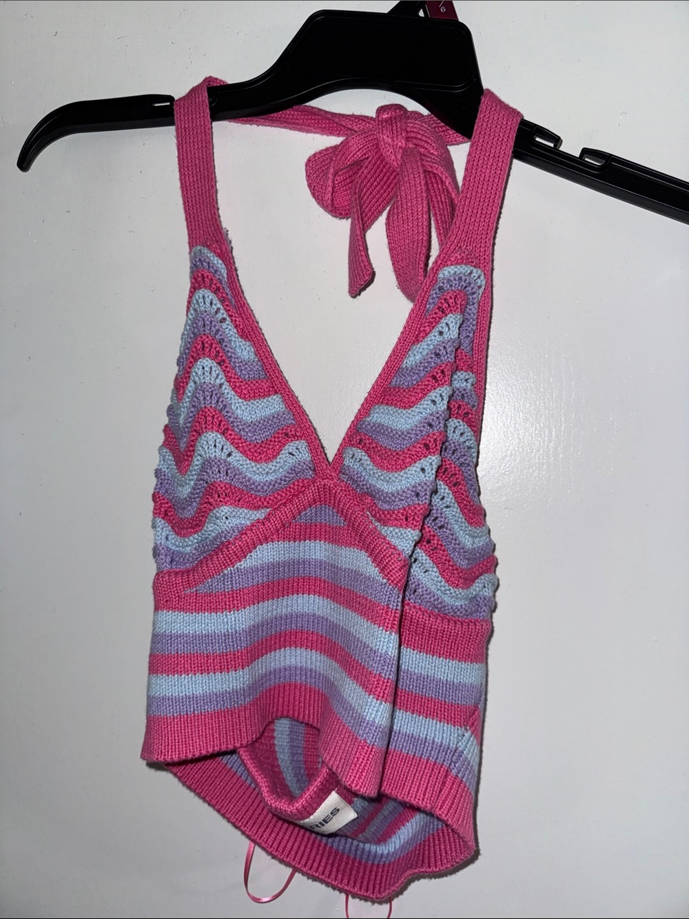 Girls Pink & Light Blue Knit Halter two piece swim cover